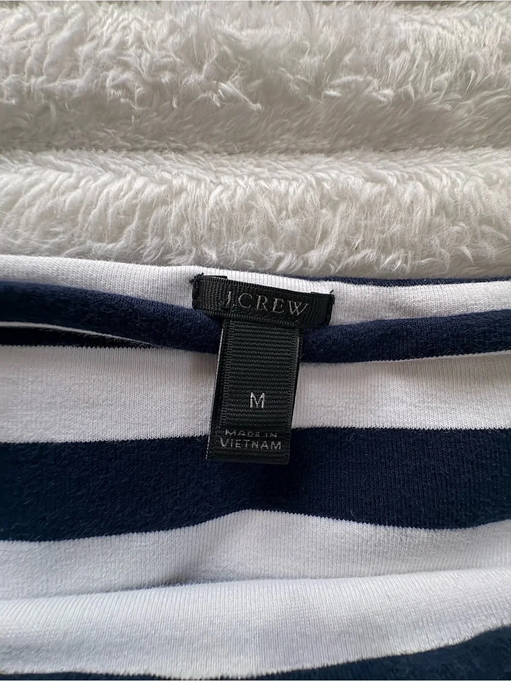 J.Crew Navy & White Breton Stripe Boatneck Top Women’s Medium 3/4 Sleeve